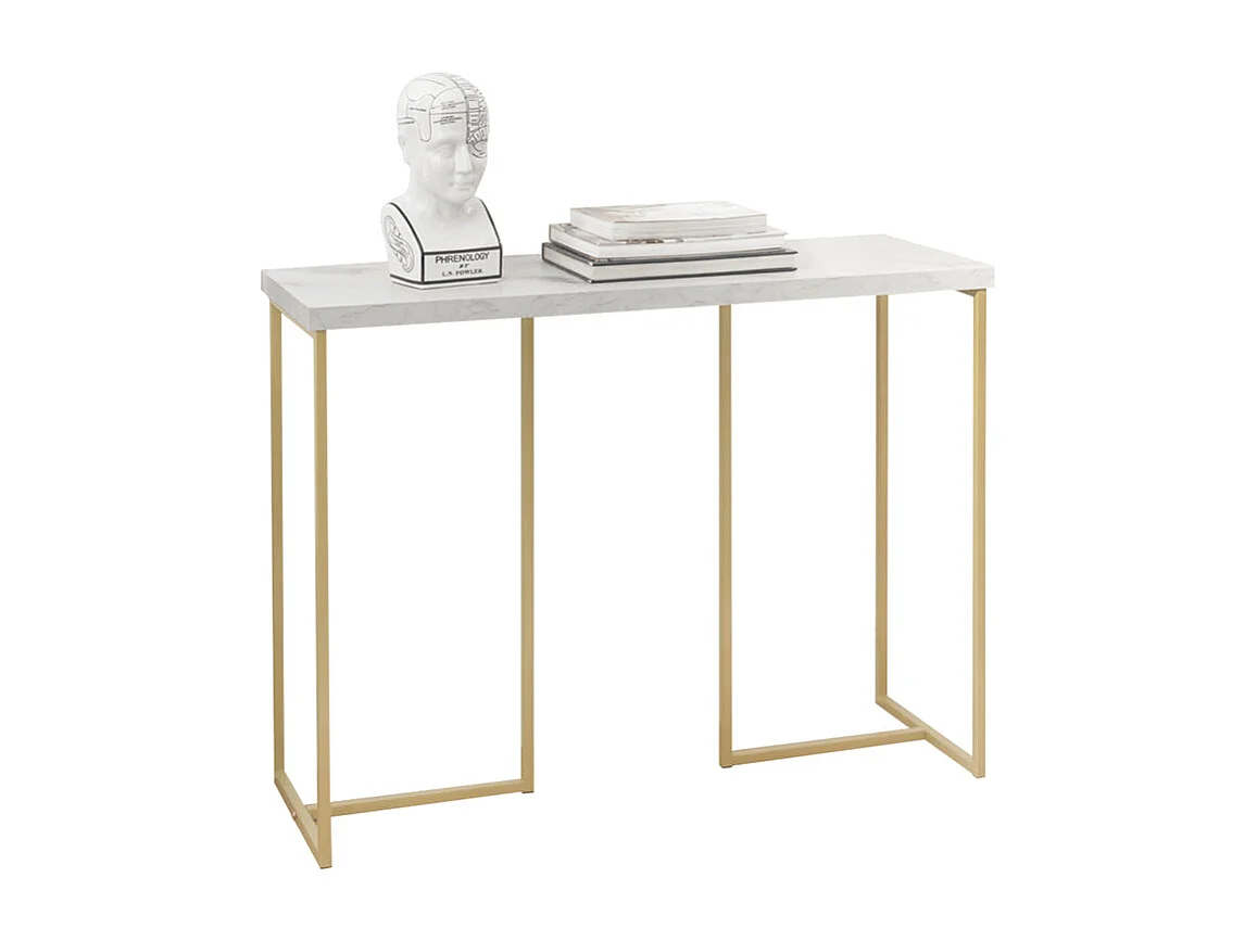 Table Console Table d'Appoint Bout de Canapé Table d’Entrée Effet Marbre Cadre en Fer, FSB58-G