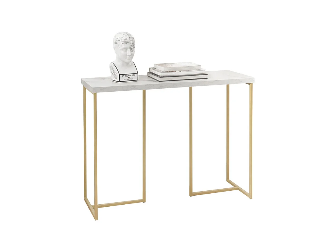 SoBuy FSB58-G Consoletafel Bijzettafel Bijzettafel Marmereffect Haltafel Hoogwaardig ijzeren frame