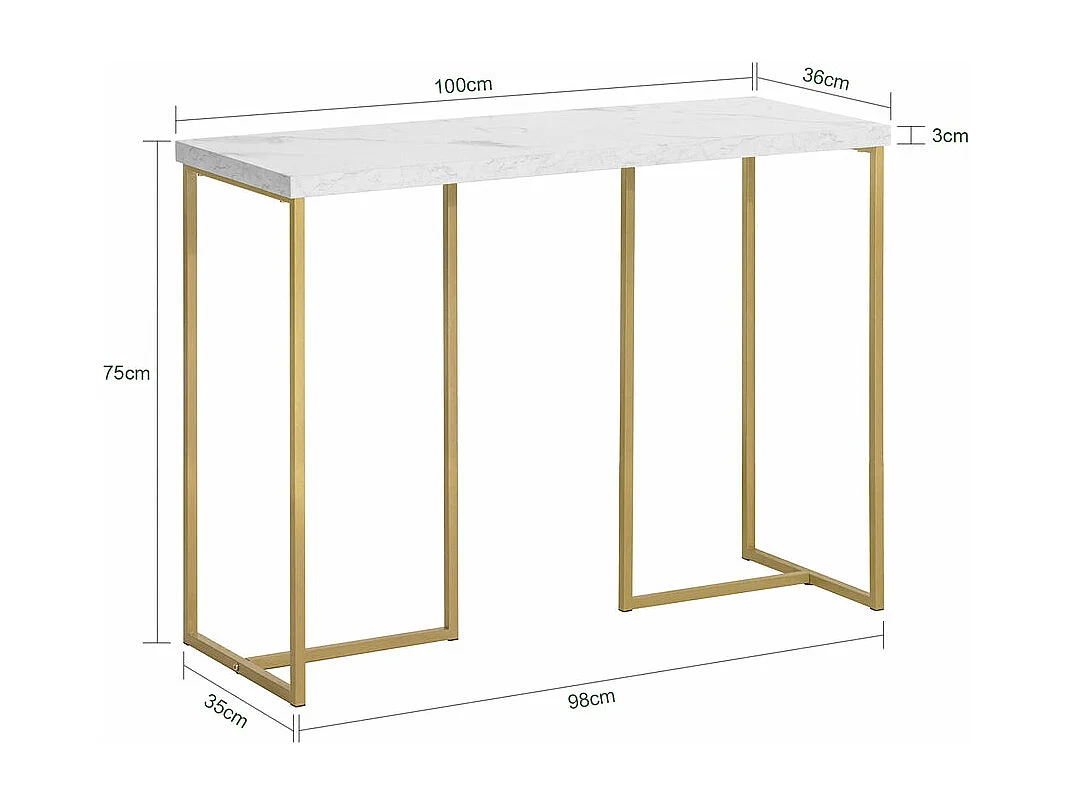 Table Console Table d'Appoint Bout de Canapé Table d’Entrée Effet Marbre Cadre en Fer, FSB58-G
