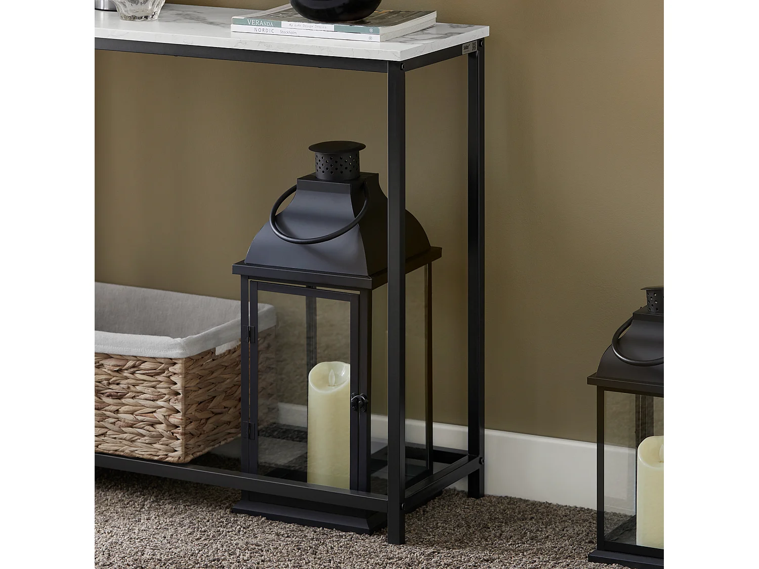 Table Console Table d'Appoint Bout de Canapé Table d’Entrée Effet Marbre Cadre, FSB29-SCH