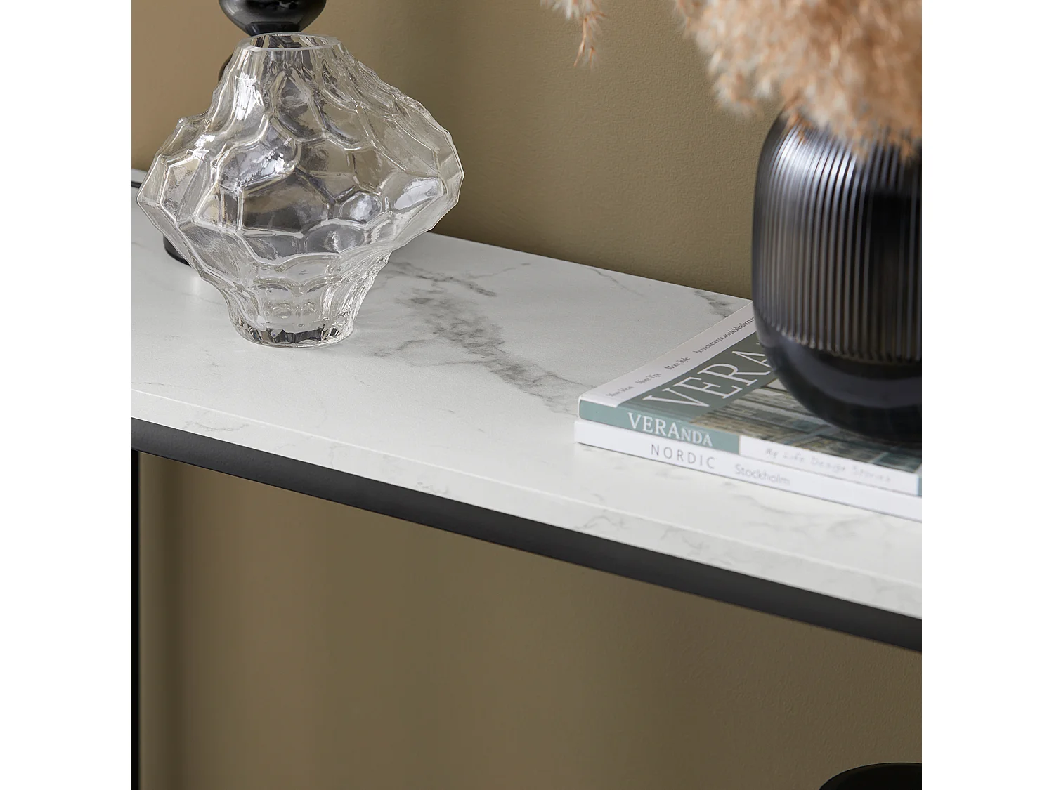 Table Console Table d'Appoint Bout de Canapé Table d’Entrée Effet Marbre Cadre, FSB29-SCH