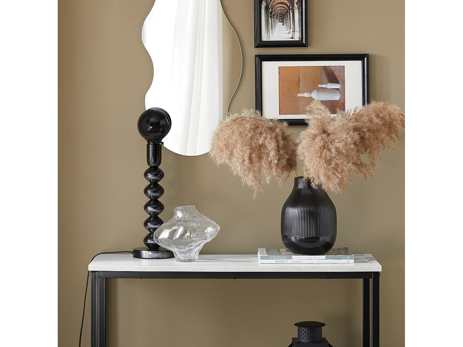 Table Console Table d'Appoint Bout de Canapé Table d’Entrée Effet Marbre Cadre, FSB29-SCH