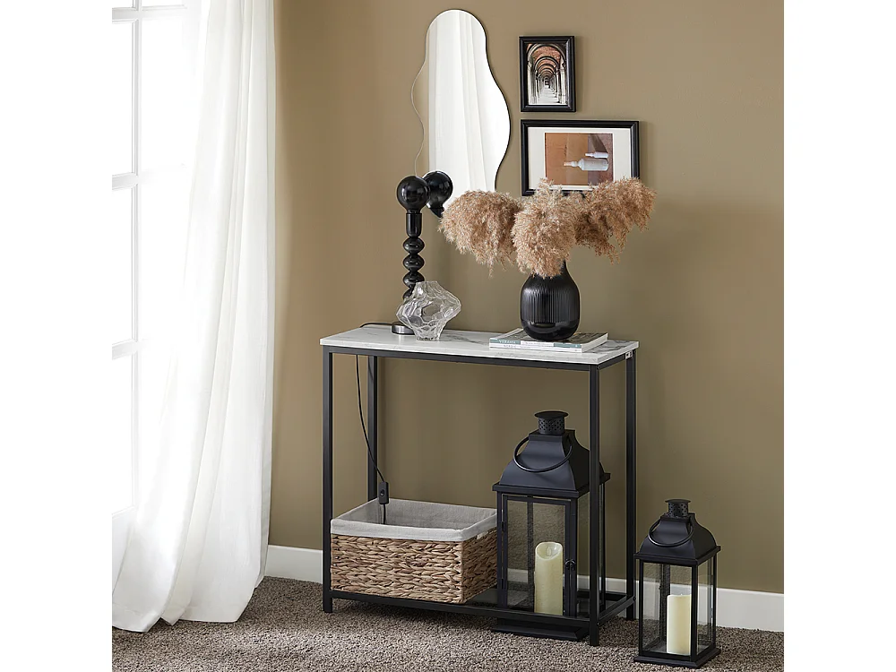Table Console Table d'Appoint Bout de Canapé Table d’Entrée Effet Marbre Cadre, FSB29-SCH