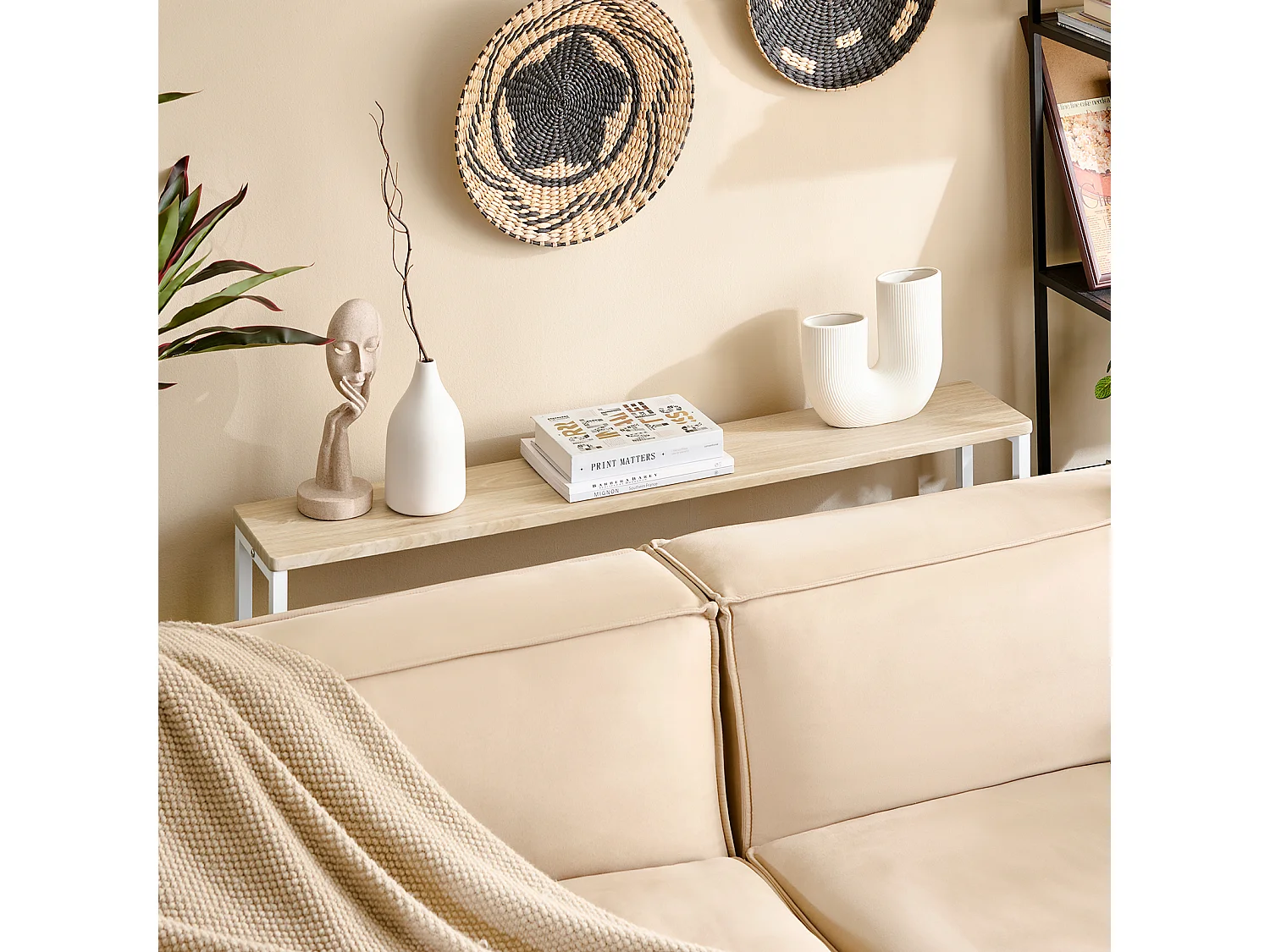 SoBuy Tavolo da Consolle Vintage Tavolo da Ingresso Tavolo per Divano salvaspazio L120*P20*A65 cm Beige FSB19-Z