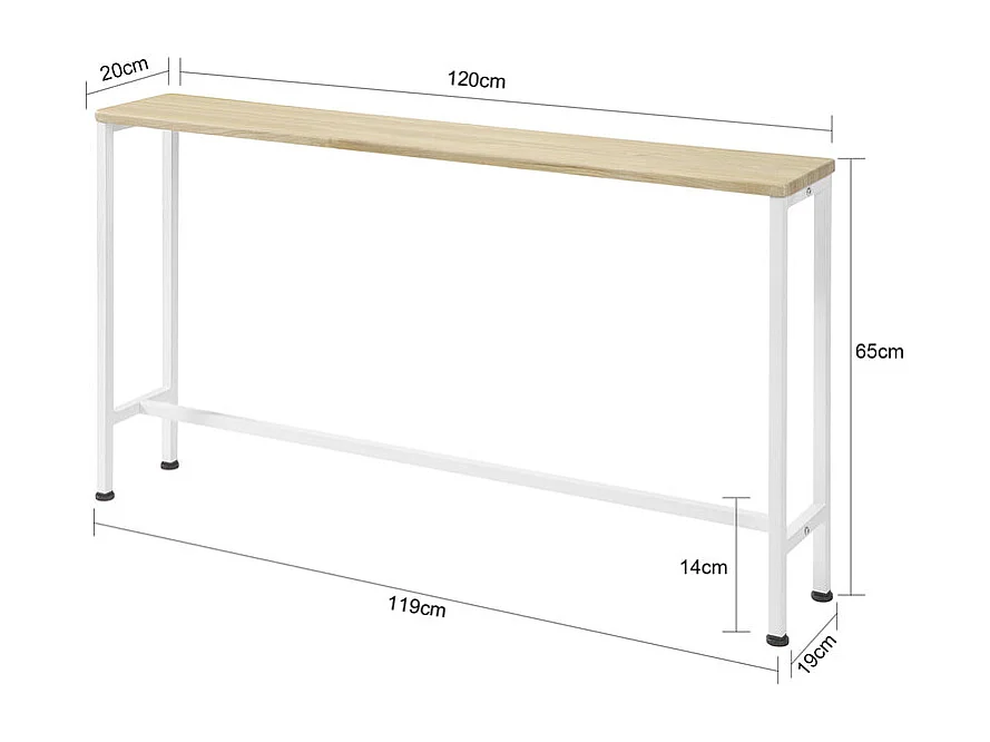 FSB19-Z Table Console Table d'appoint Cadre et 4 Pieds en Fer