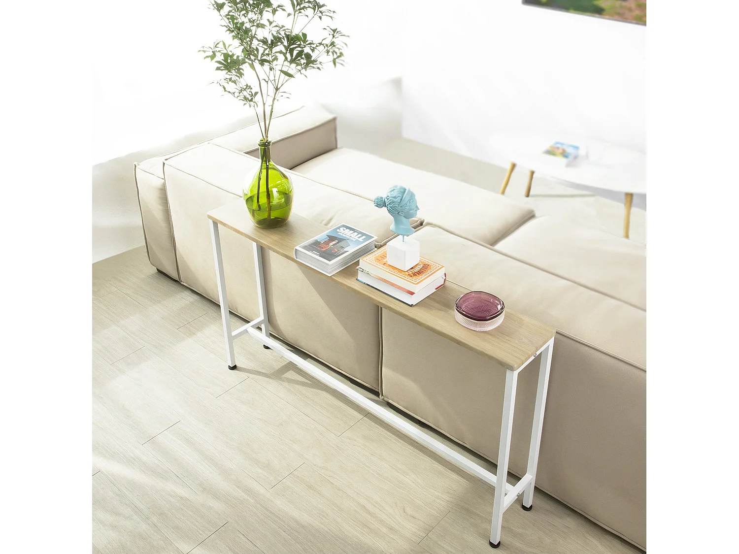 FSB19-Z Table Console Table d'appoint Cadre et 4 Pieds en Fer