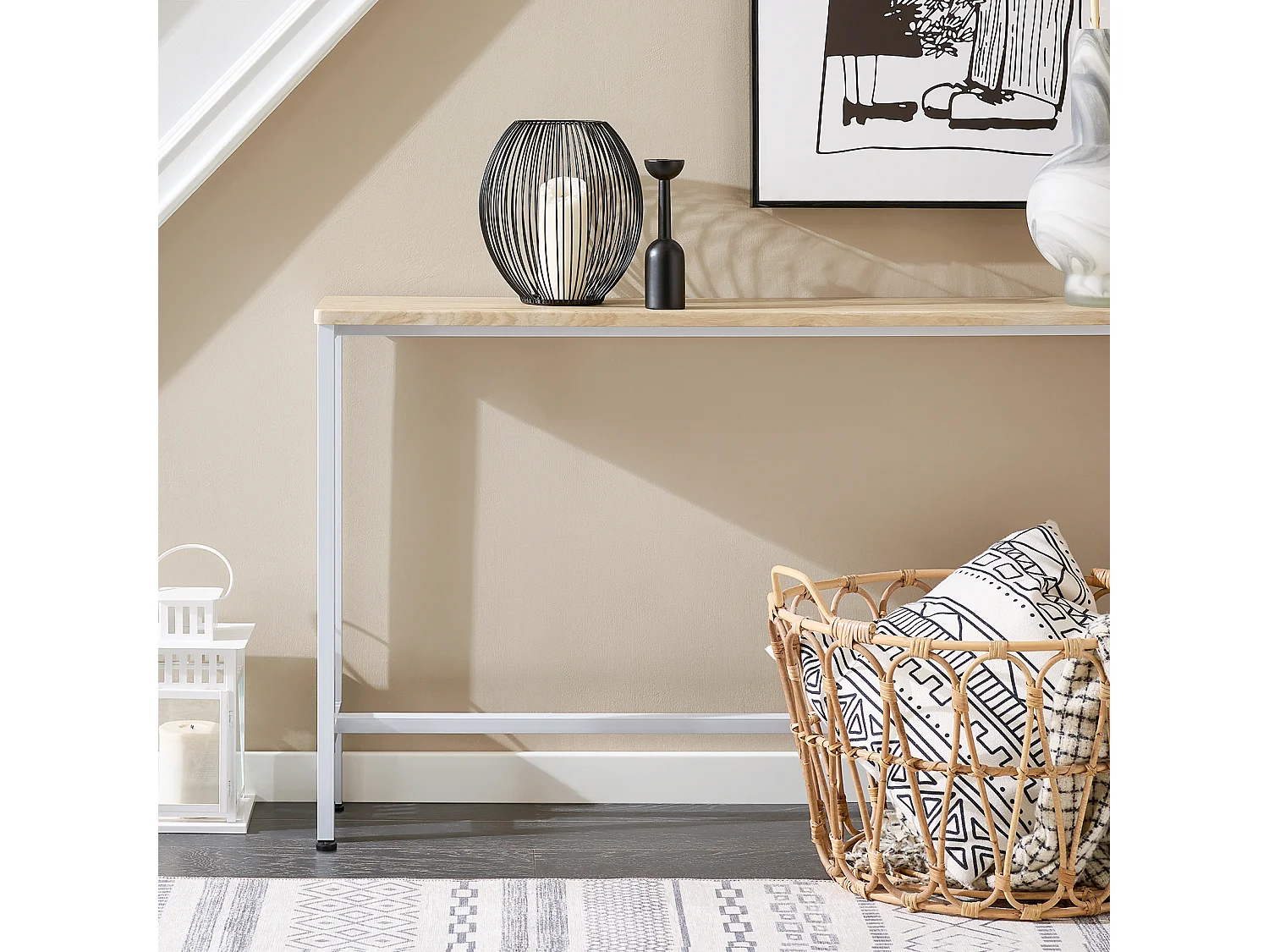 FSB19-Z Table Console Table d'appoint Cadre et 4 Pieds en Fer