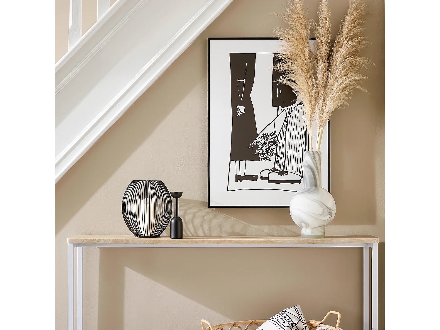 FSB19-Z Table Console Table d'appoint Cadre et 4 Pieds en Fer