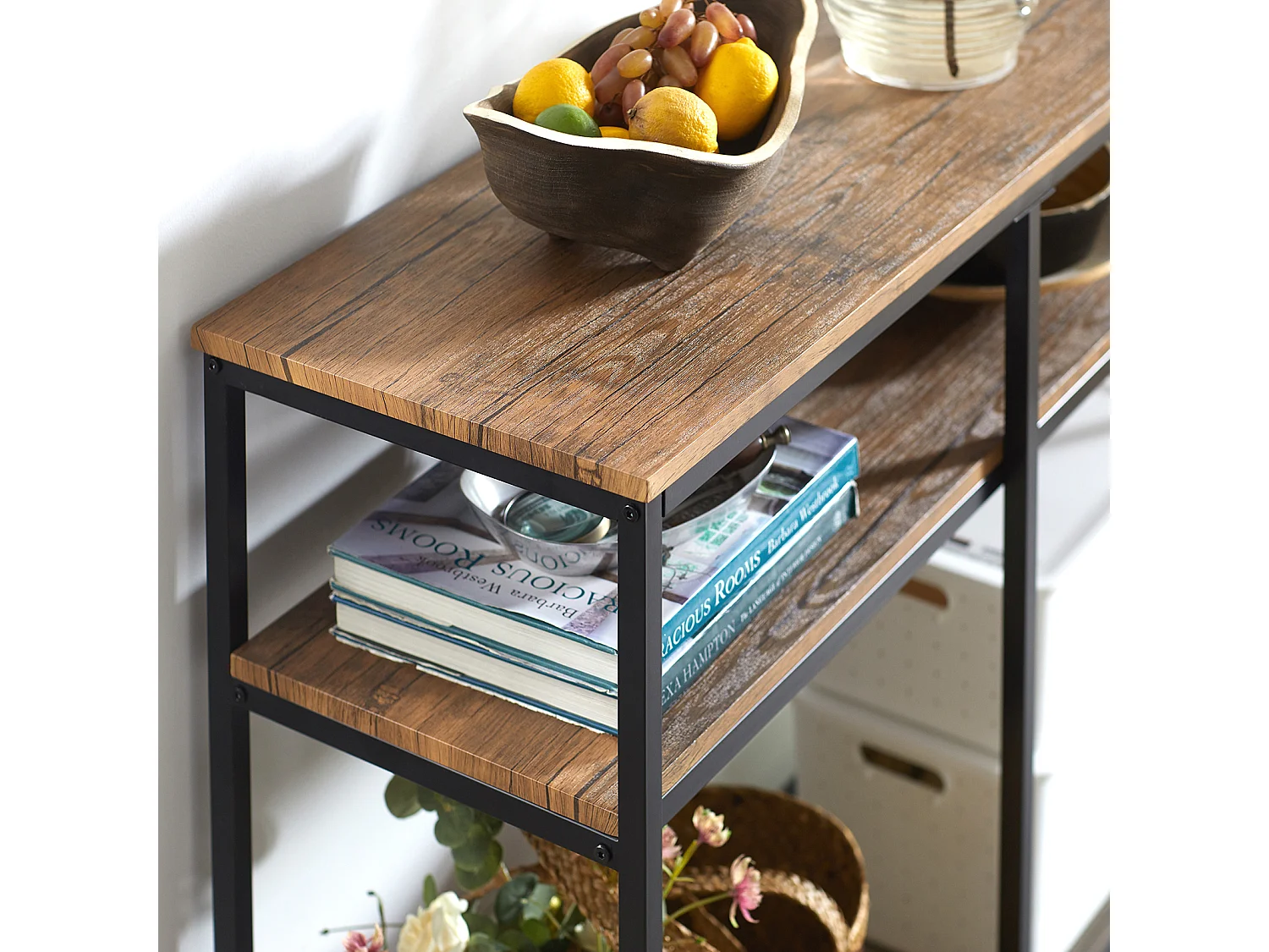 Table Console Bout de Canapé Table d'Appoint Buffet avec 2 étagères de rangement, FSB42-Q