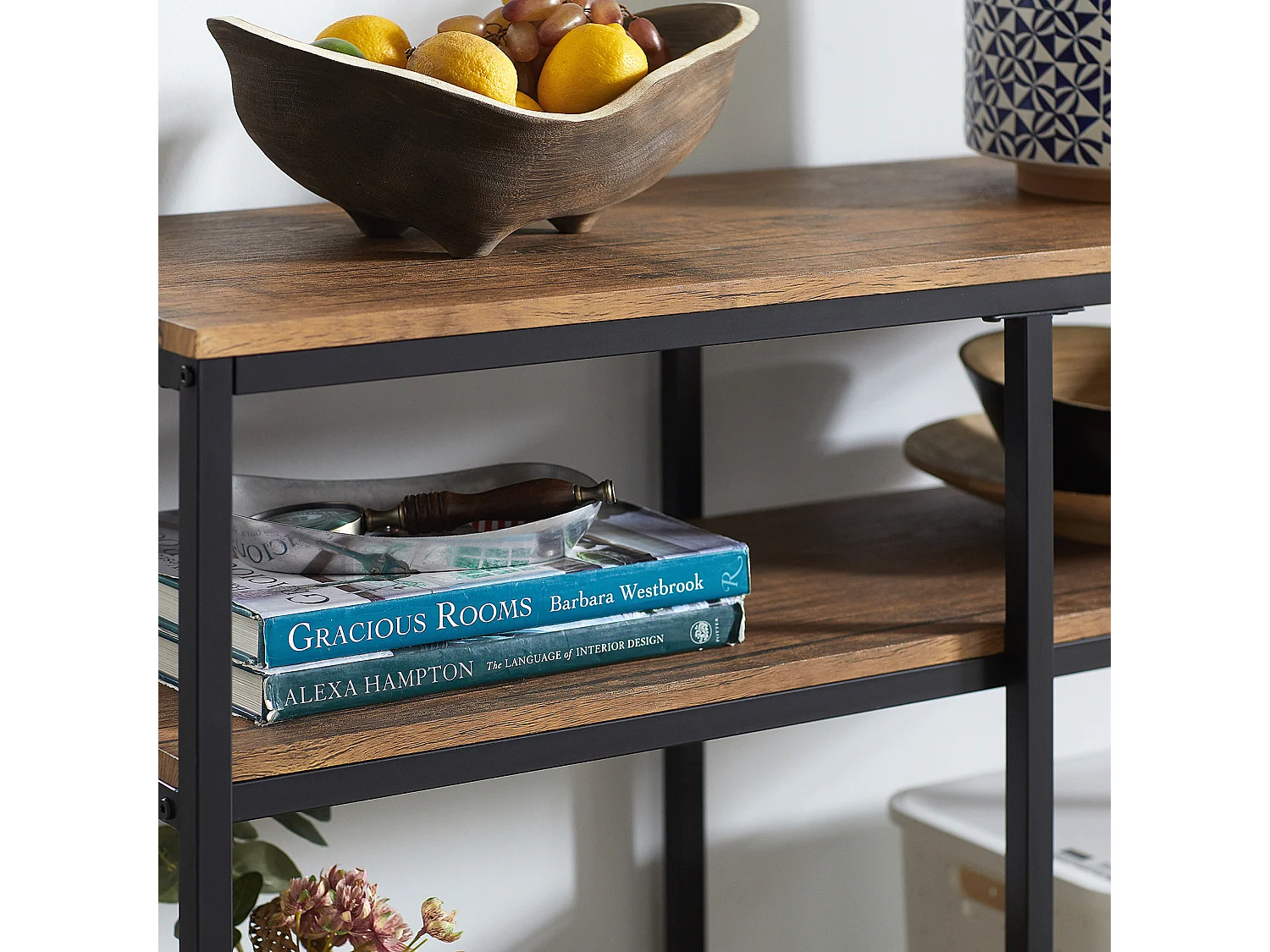 Table Console Bout de Canapé Table d'Appoint Buffet avec 2 étagères de rangement, FSB42-Q