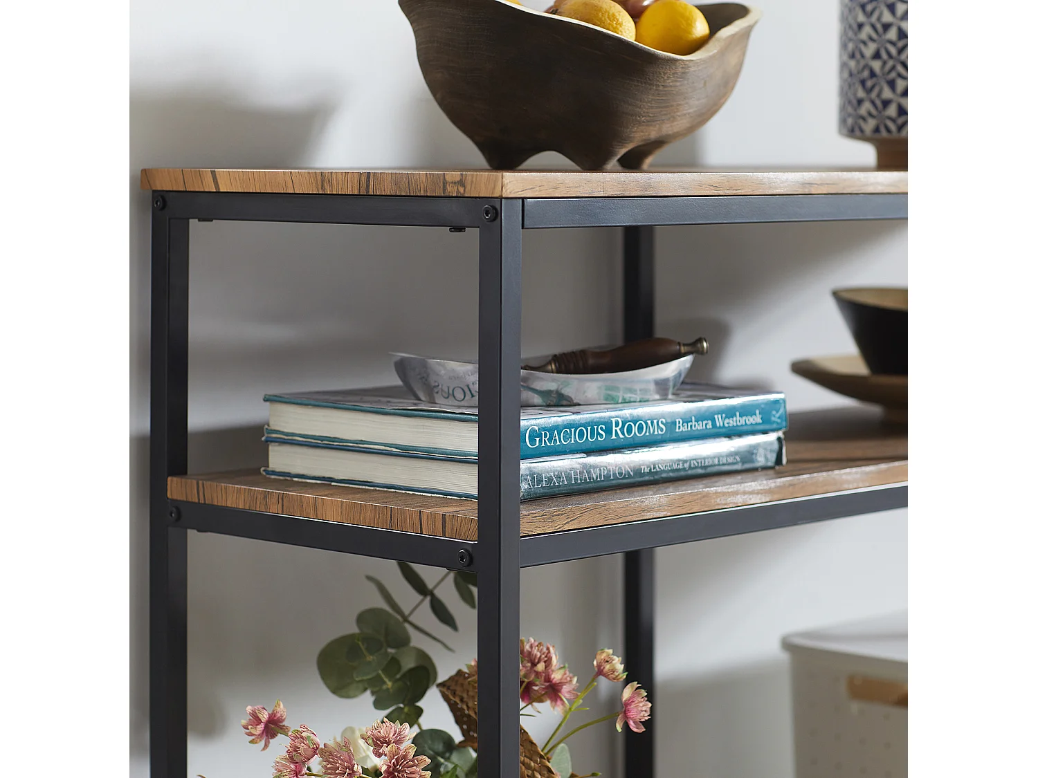 Table Console Bout de Canapé Table d'Appoint Buffet avec 2 étagères de rangement, FSB42-Q