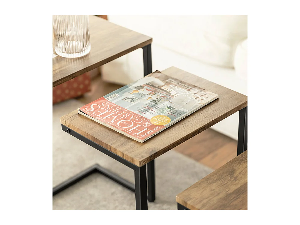 Lot de 3 Tables Basses Gigognes Set de 3 Tables d'appoint Empilables, FBT102-F