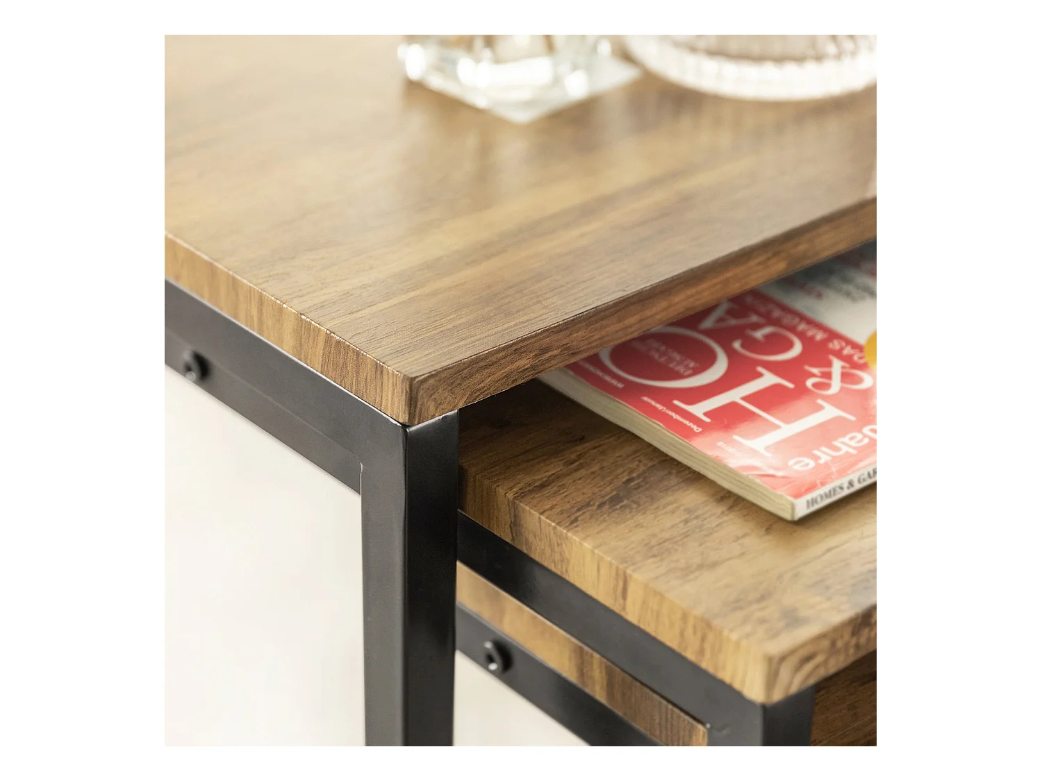 Lot de 3 Tables Basses Gigognes Set de 3 Tables d'appoint Empilables, FBT102-F