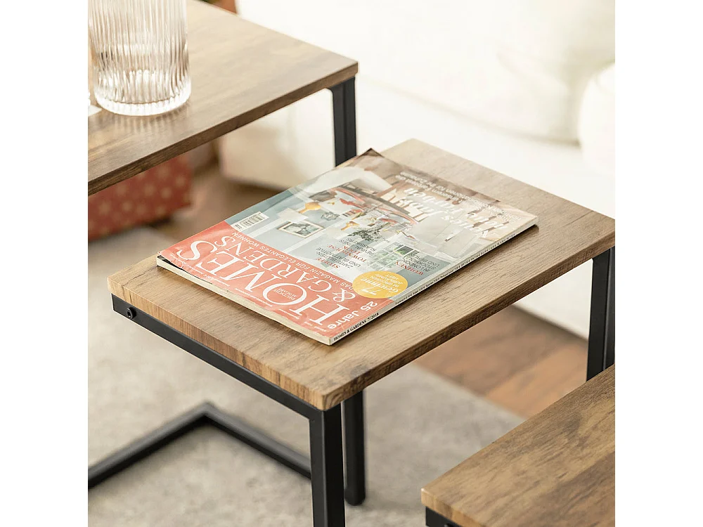 Lot de 3 Tables Basses Gigognes Set de 3 Tables d'appoint Empilables, FBT102-F