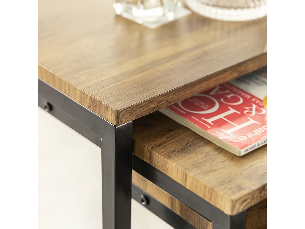 Lot de 3 Tables Basses Gigognes Set de 3 Tables d'appoint Empilables, FBT102-F