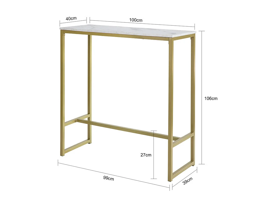 Mesa de Entrada Recibidor Mesa de Consola Dorado 100 x 106 x 40 cm FSB34-G SoBuy ES