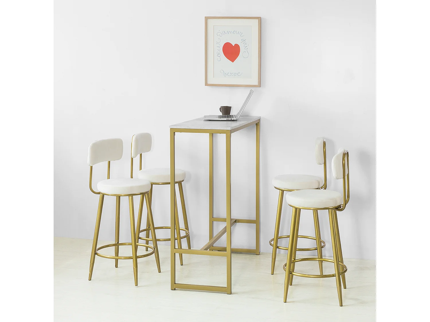 Mesa de Entrada Recibidor Mesa de Consola Dorado 100 x 106 x 40 cm FSB34-G SoBuy ES