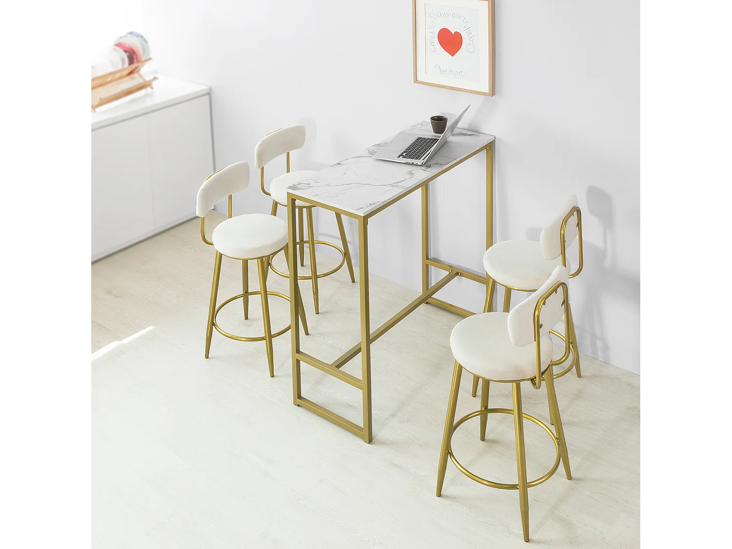 Mesa de Entrada Recibidor Mesa de Consola Dorado 100 x 106 x 40 cm FSB34-G SoBuy ES