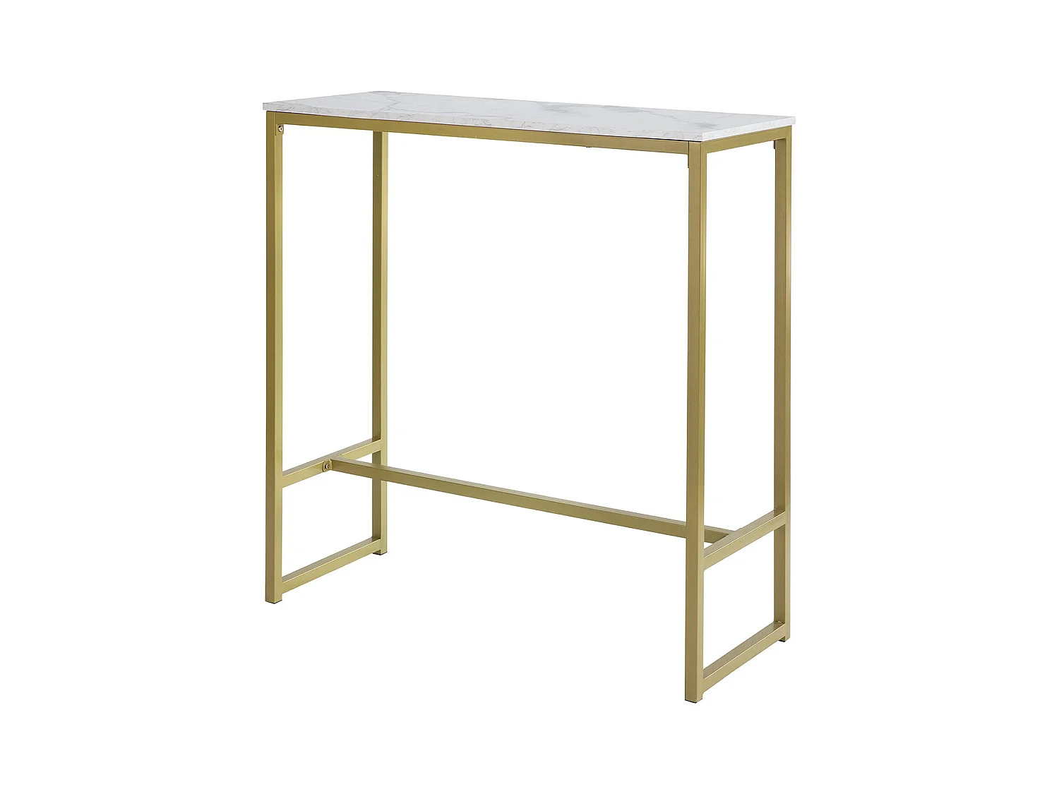 Table de Bar Effet Marbre Table Haute de Bar Table à Manger - Doré, FSB34-G