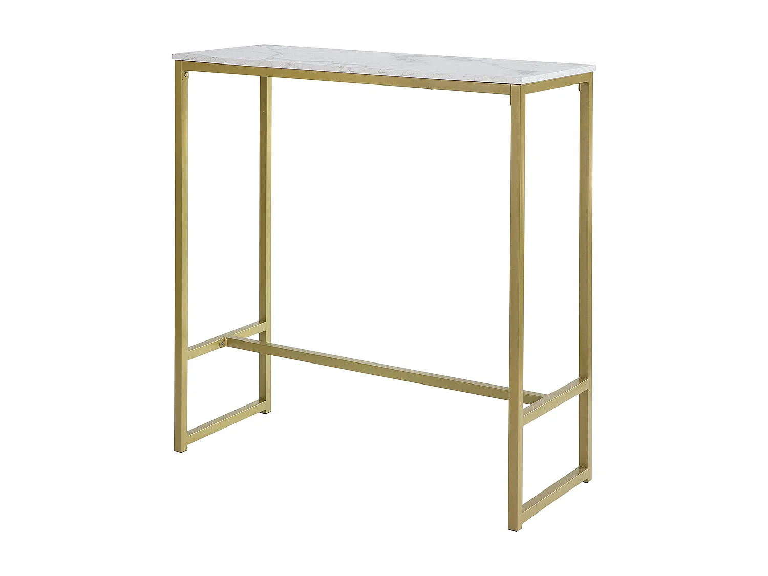 Table de Bar Effet Marbre Table Haute de Bar Table à Manger - Doré, FSB34-G