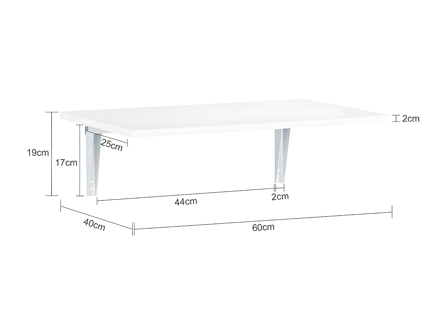 Table murale rabattable en bois Table de Cuisine Table Enfant Bureau L60×P40cm Blanc, FWT21-W
