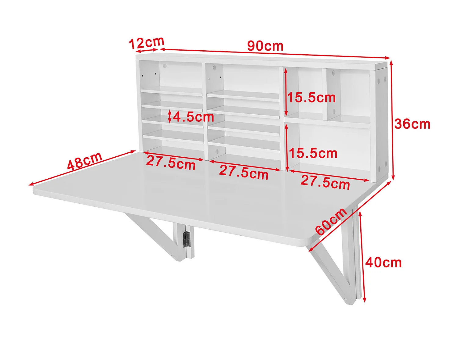 Bureau Table murale rabattable avec Armoire murale intégrée, Table cuisine pliable, FWT07-W
