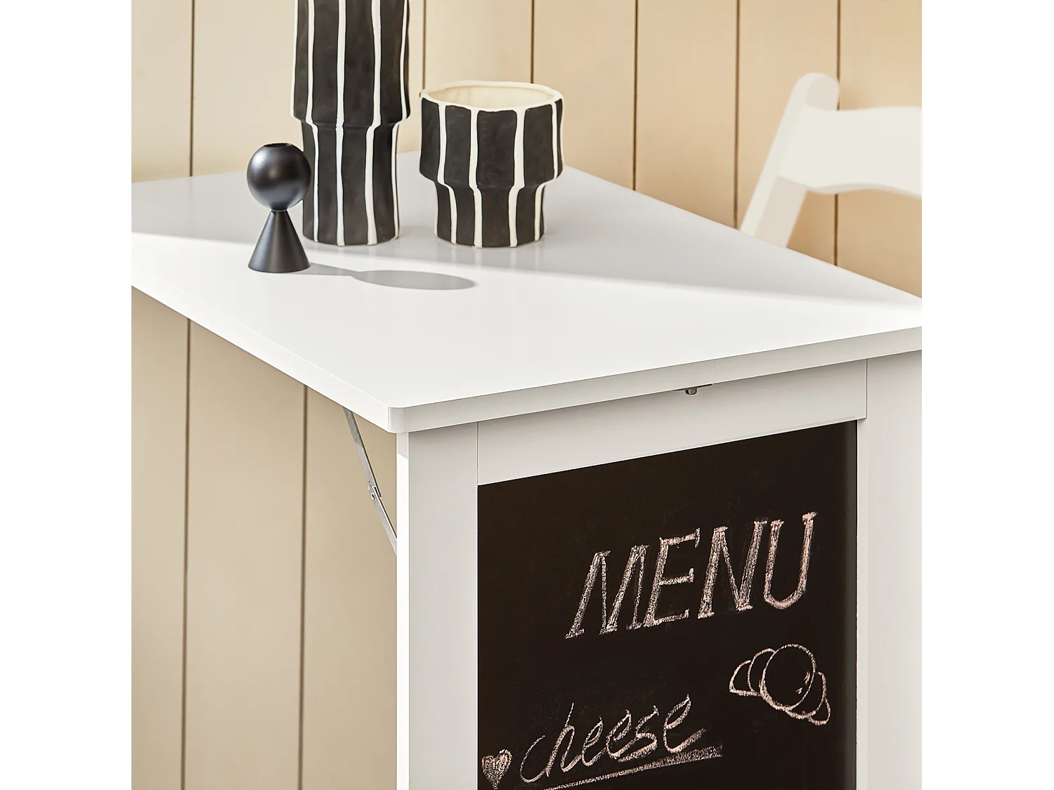 SoBuy FWT20-W Vouwbaar Wandbureau Opvouwbare Wandtafel in wit met Schoolbord Klaptafel