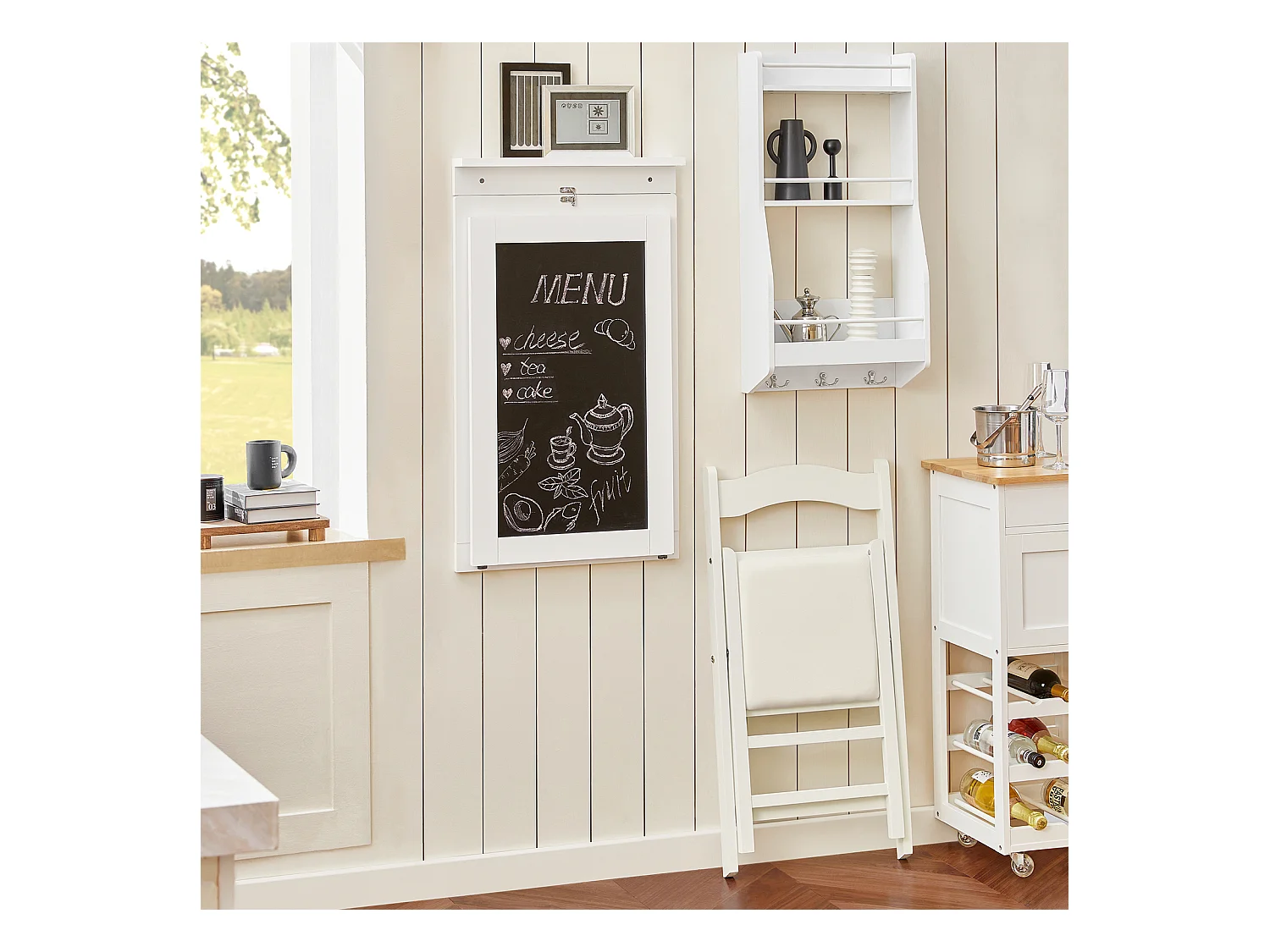 Składany stół wiszący z półkami FWT20-W