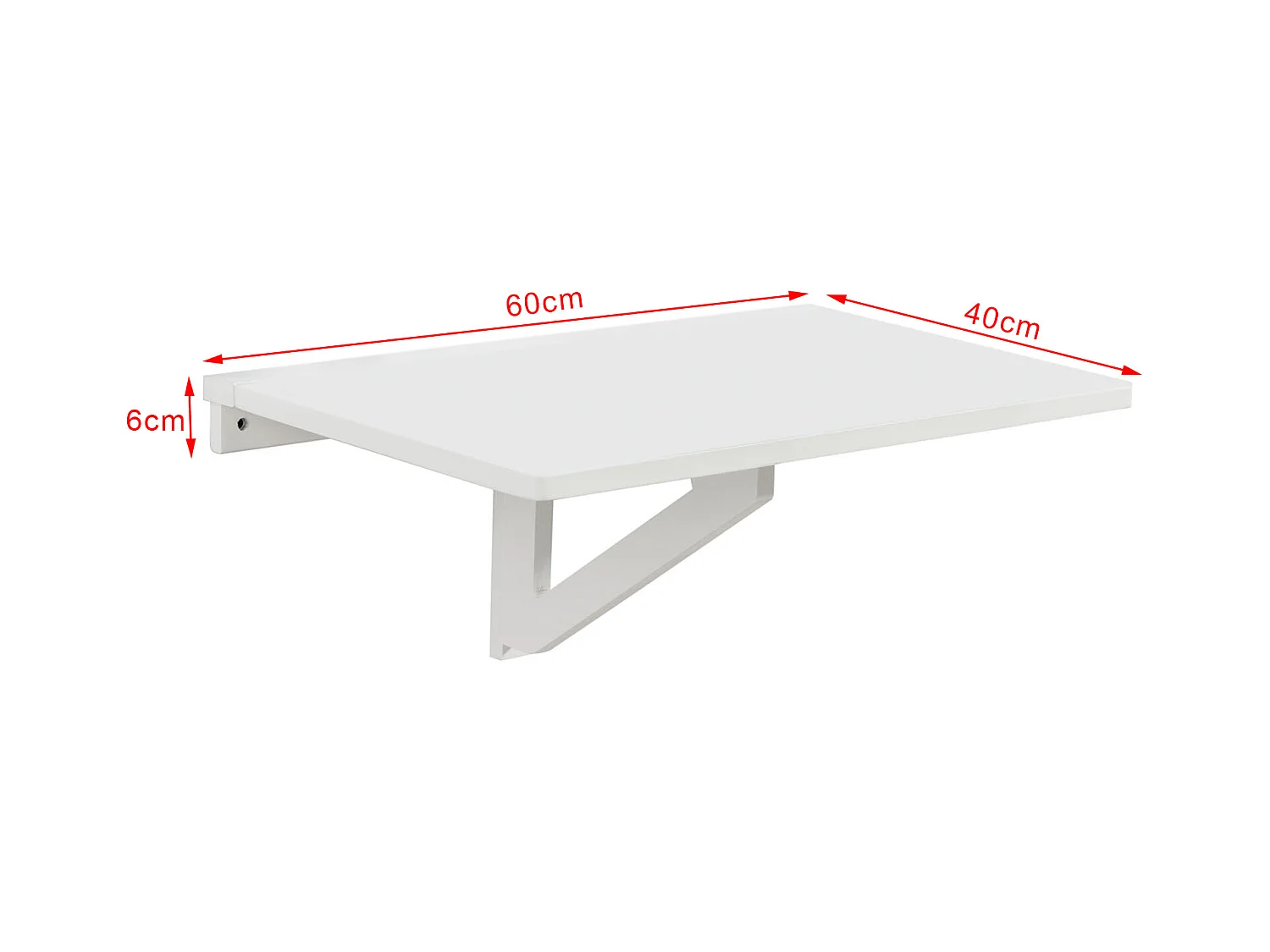 Table murale rabattable en bois, table de cuisine, table enfant, L60×P40cm -Blanc, FWT03-W
