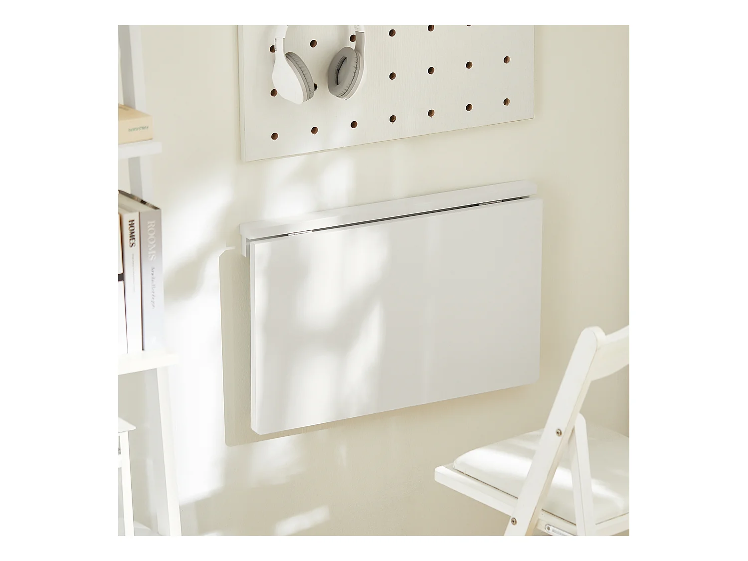 Table murale rabattable en bois, table de cuisine, table enfant, L60×P40cm -Blanc, FWT03-W