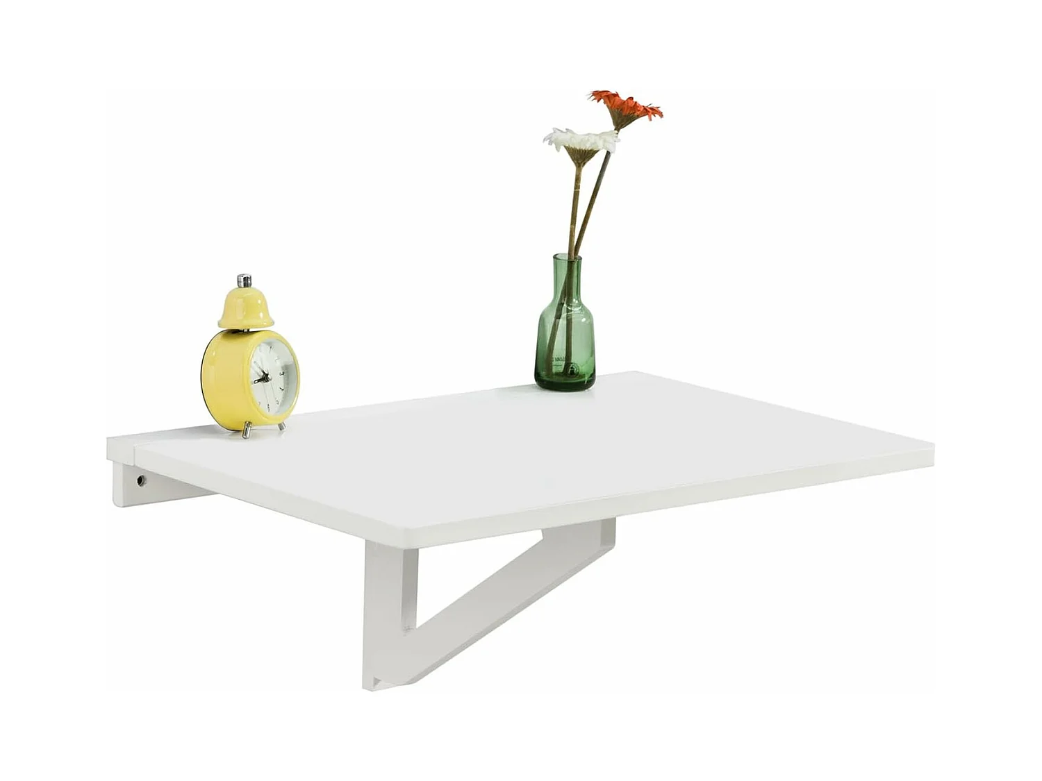 Table murale rabattable en bois, table de cuisine, table enfant, L60×P40cm -Blanc, FWT03-W