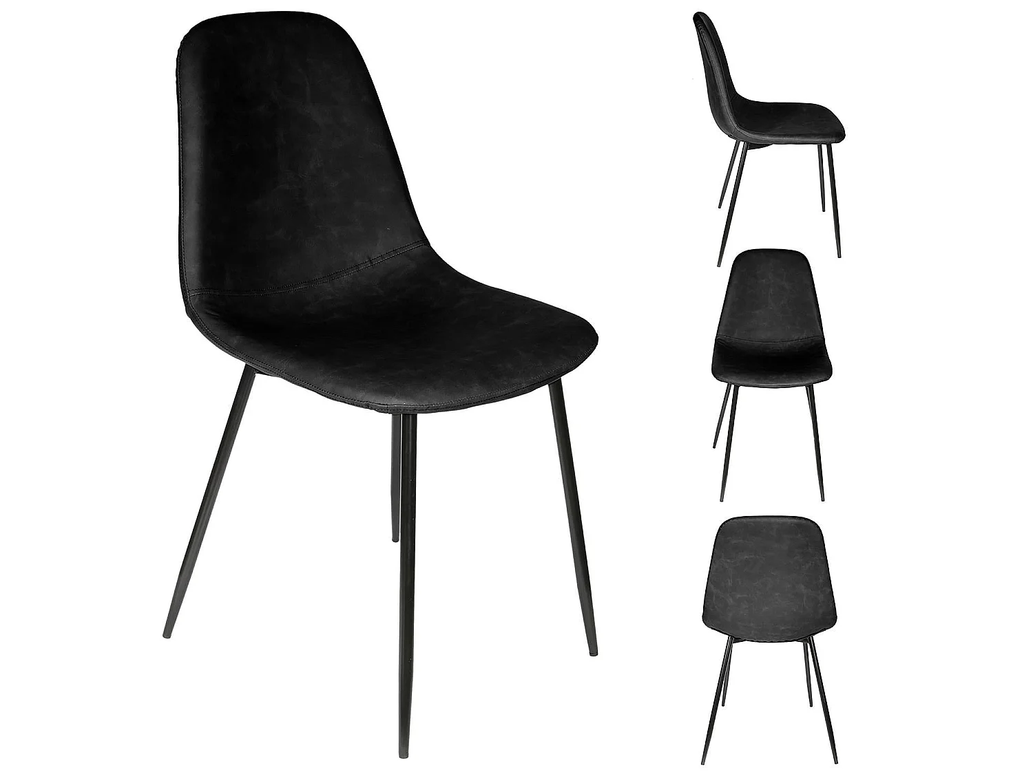 Lot de 4 Chaises Design "Amber" 86cm Noir