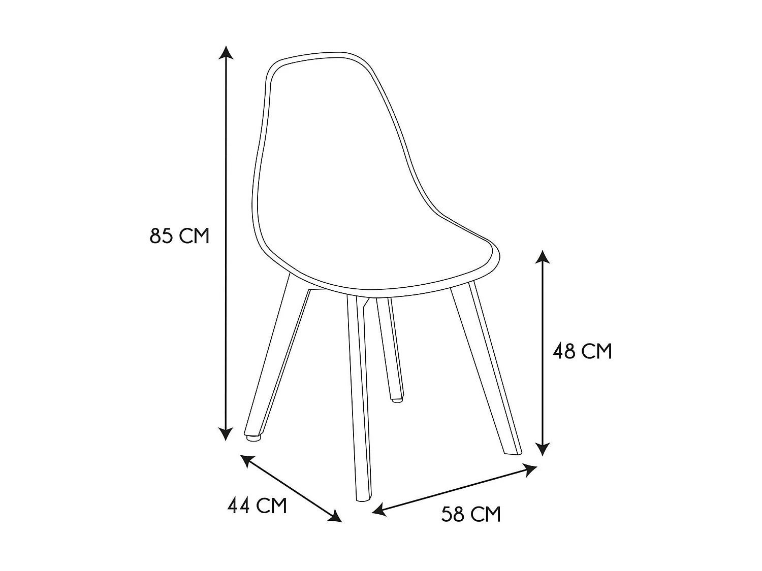 Lot de 4 Chaises Design "Amber" 86cm Noir