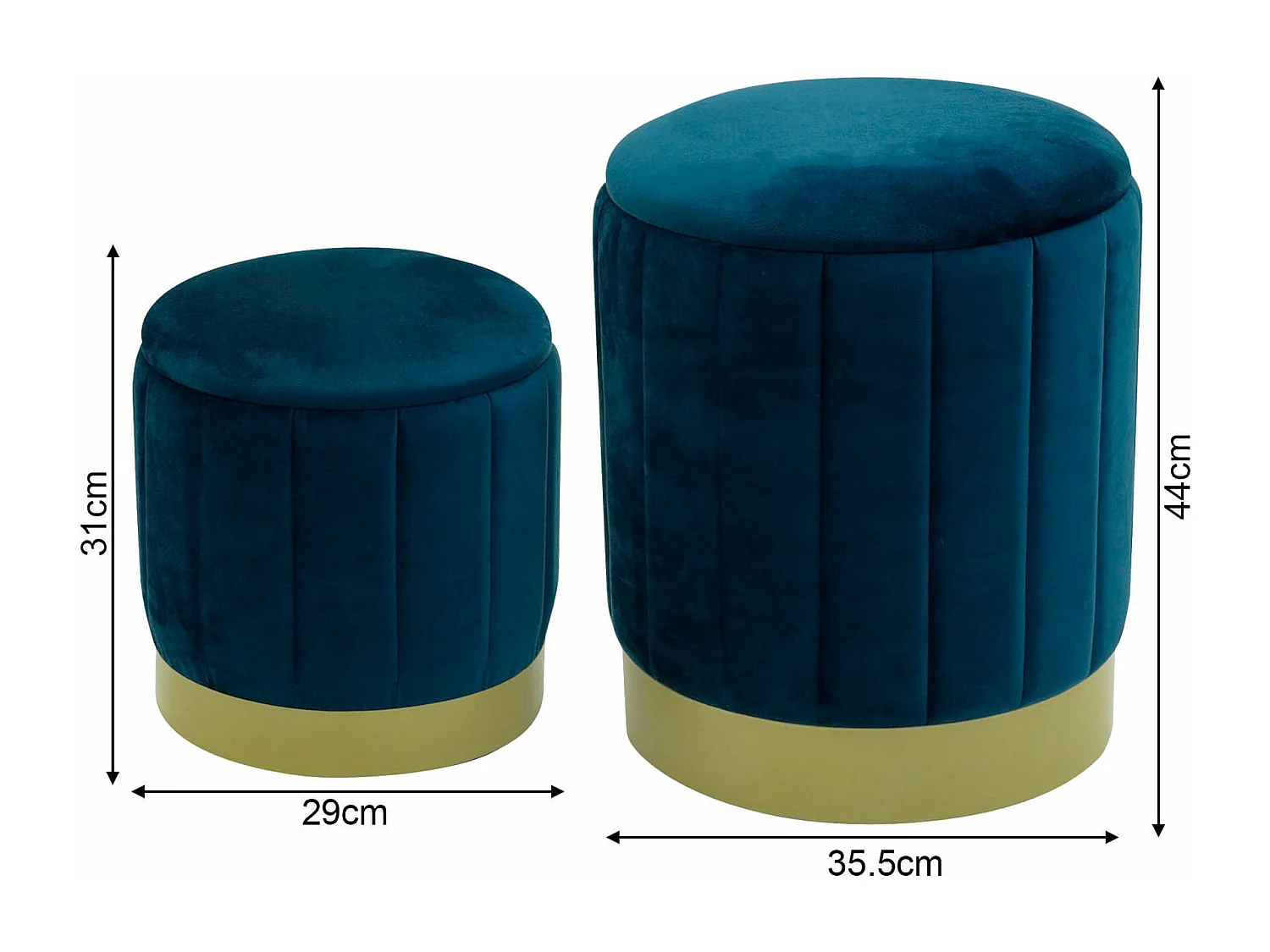 Lot de 2 Tabourets Pouf avec Rangement Bleu pour Salon
