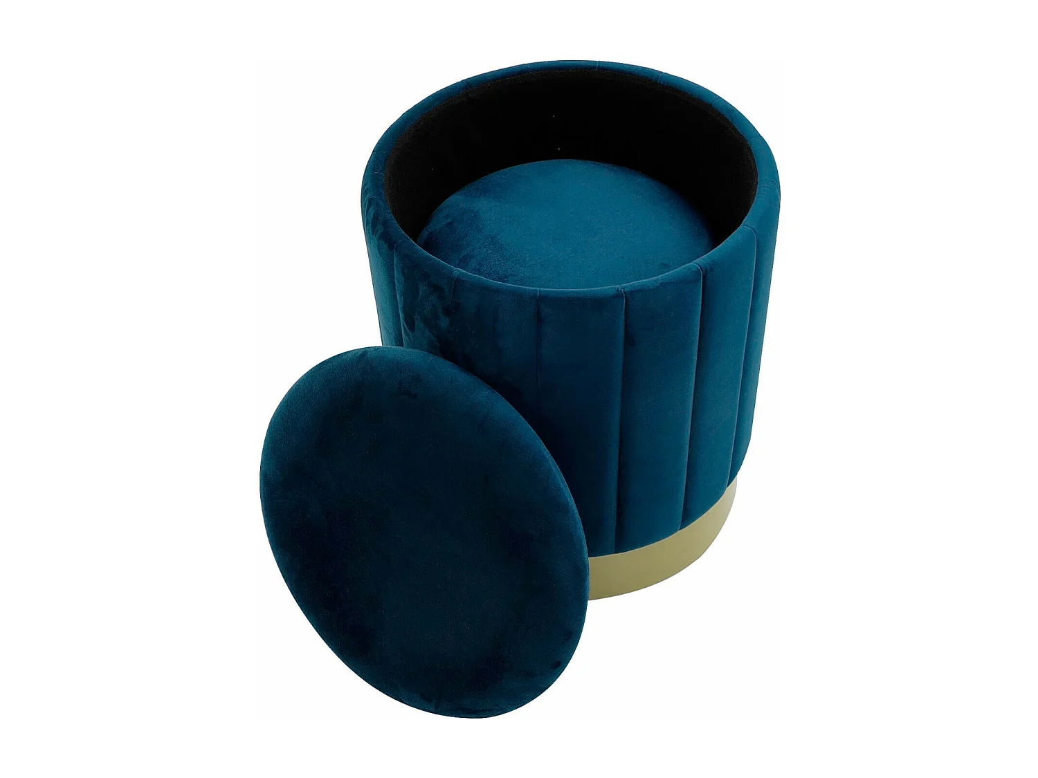 Lot de 2 Tabourets Pouf avec Rangement Bleu pour Salon