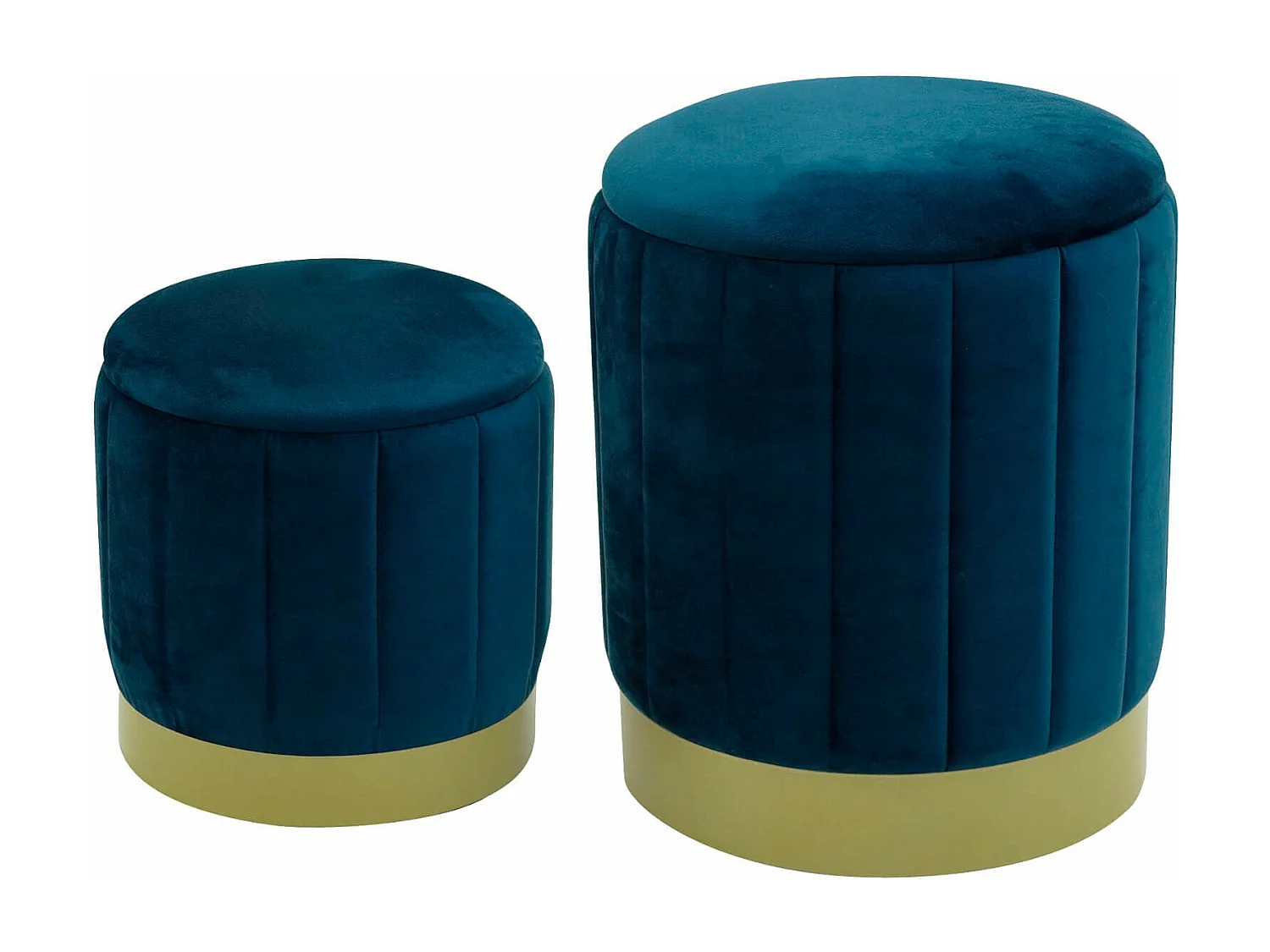 Lot de 2 Tabourets Pouf avec Rangement Bleu pour Salon