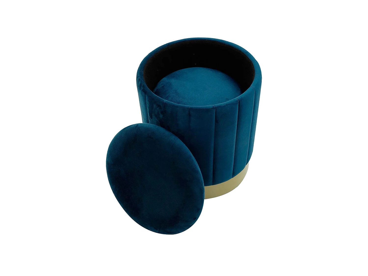 Lot de 2 Tabourets Pouf avec Rangement Bleu pour Salon