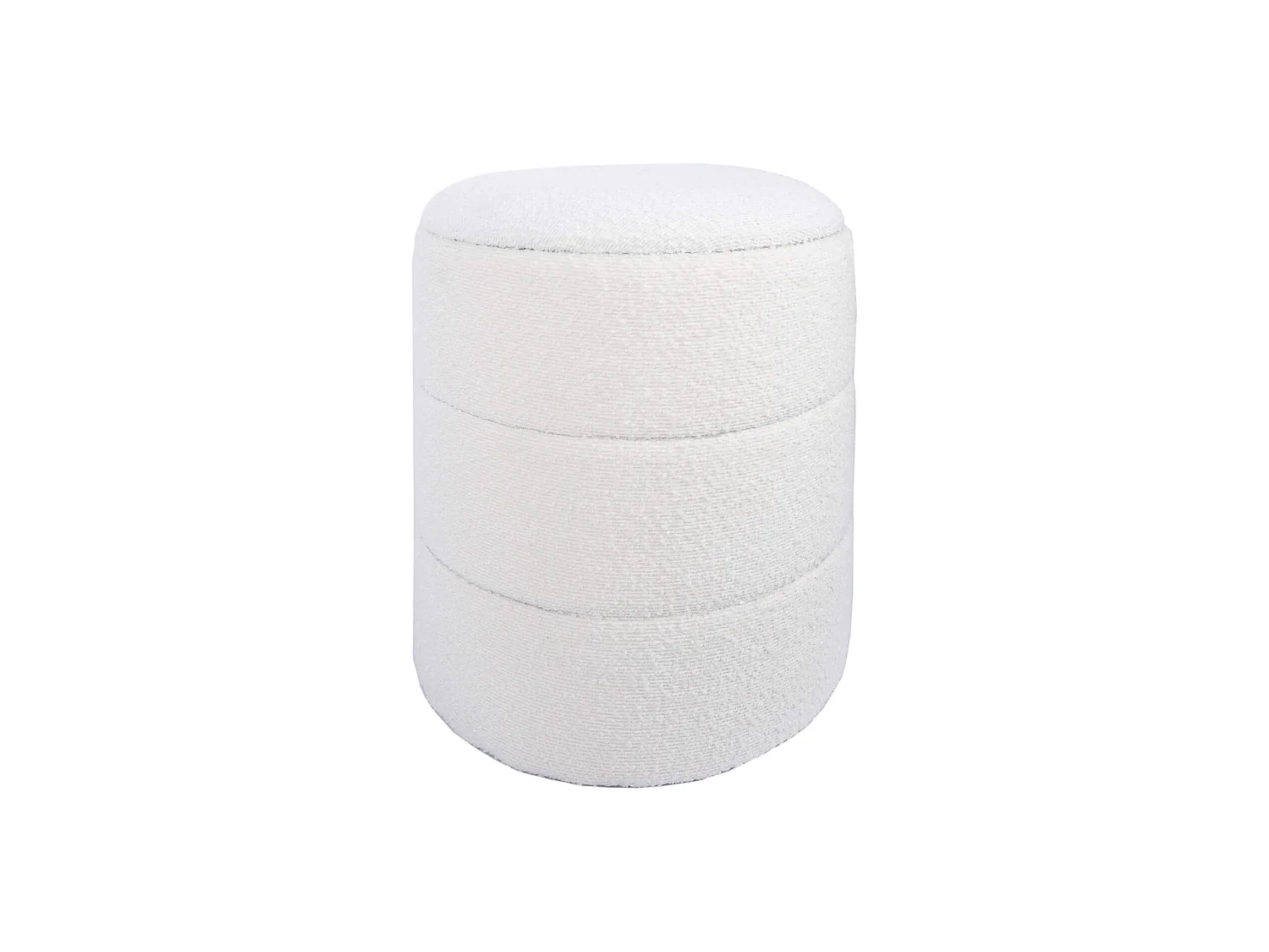 Pouf Rangement Tabouret Rond Tapissé Blanc pour Salon Salle de Bain