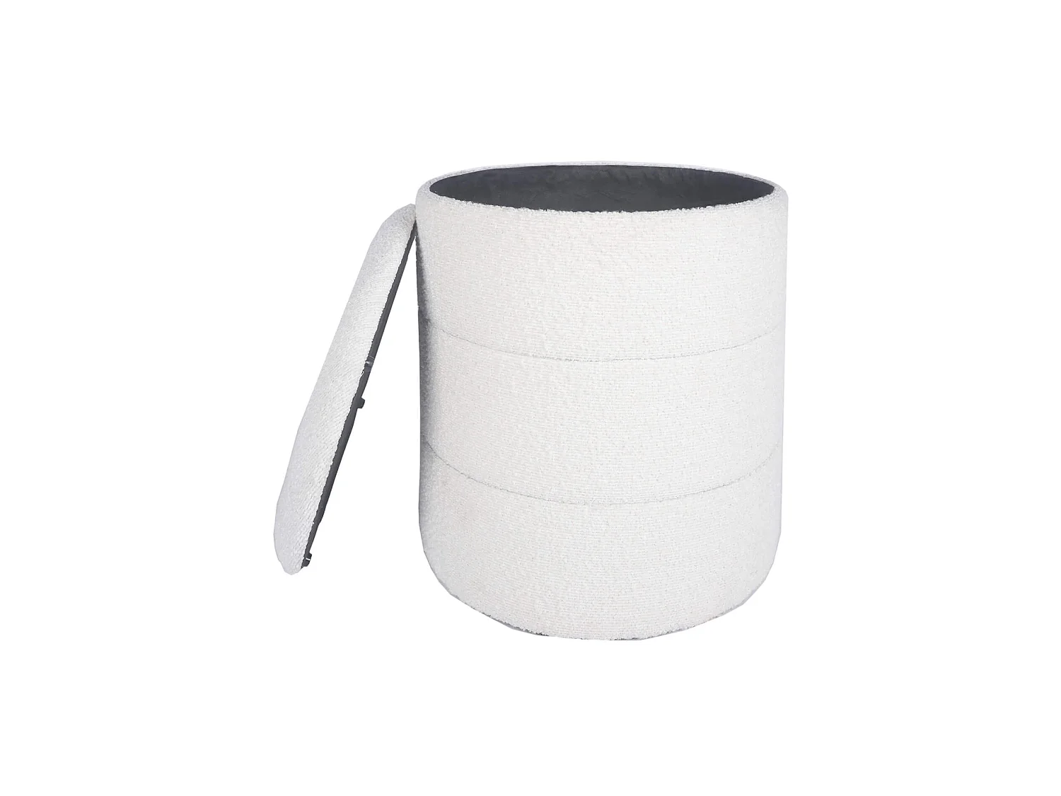 Pouf Rangement Tabouret Rond Tapissé Blanc pour Salon Salle de Bain