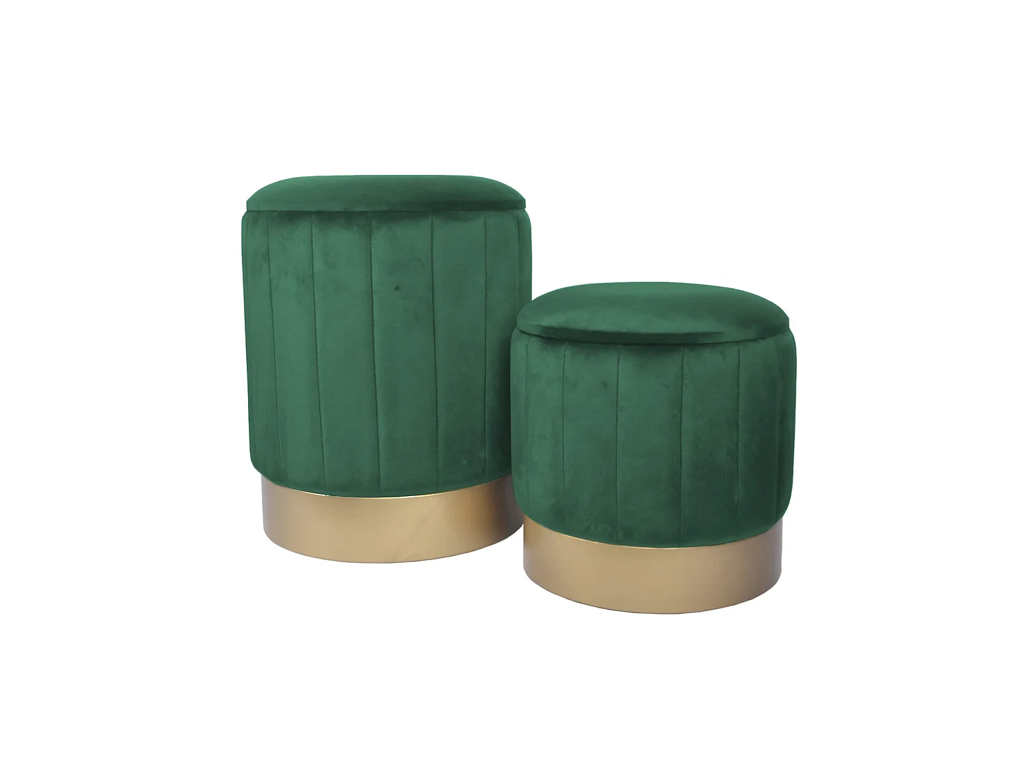 Conjunto 2 Pufes Veludo Pufes de arrumação  Bancos Estofados Verde