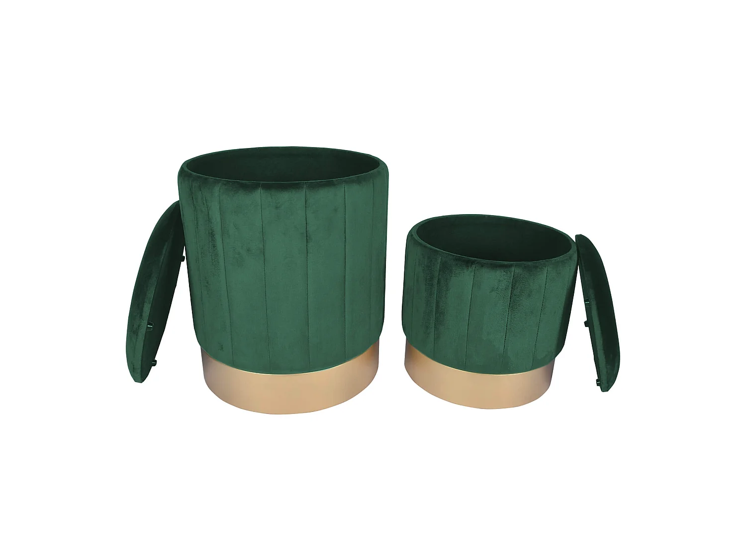 Conjunto 2 Pufes Veludo Pufes de arrumação  Bancos Estofados Verde