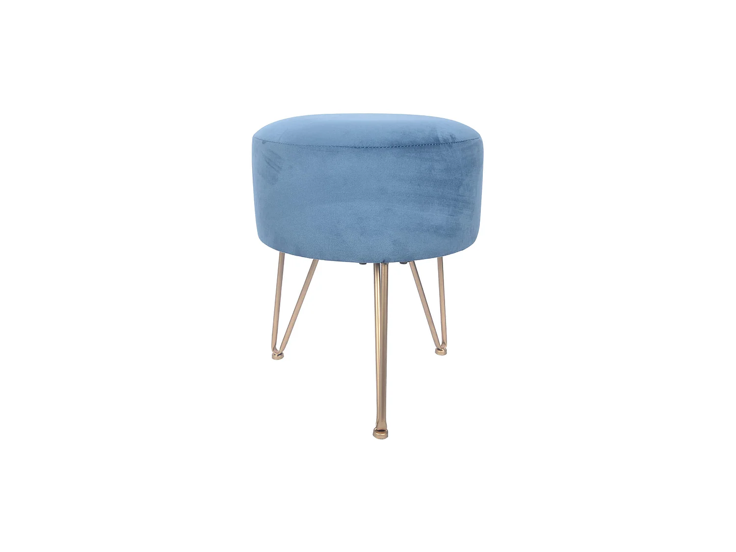 Tabouret Rembourré Pouf en Velours Bleu pour Salon Chambre à Coucher
