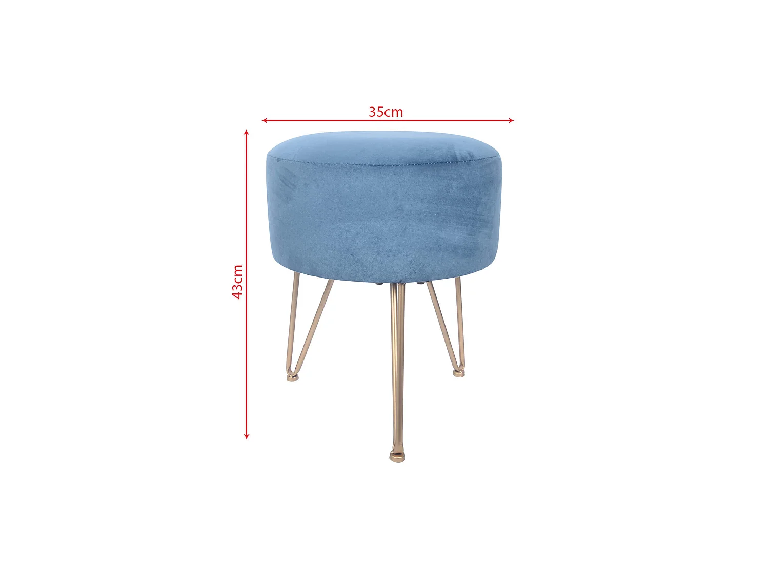 Tabouret Rembourré Pouf en Velours Bleu pour Salon Chambre à Coucher