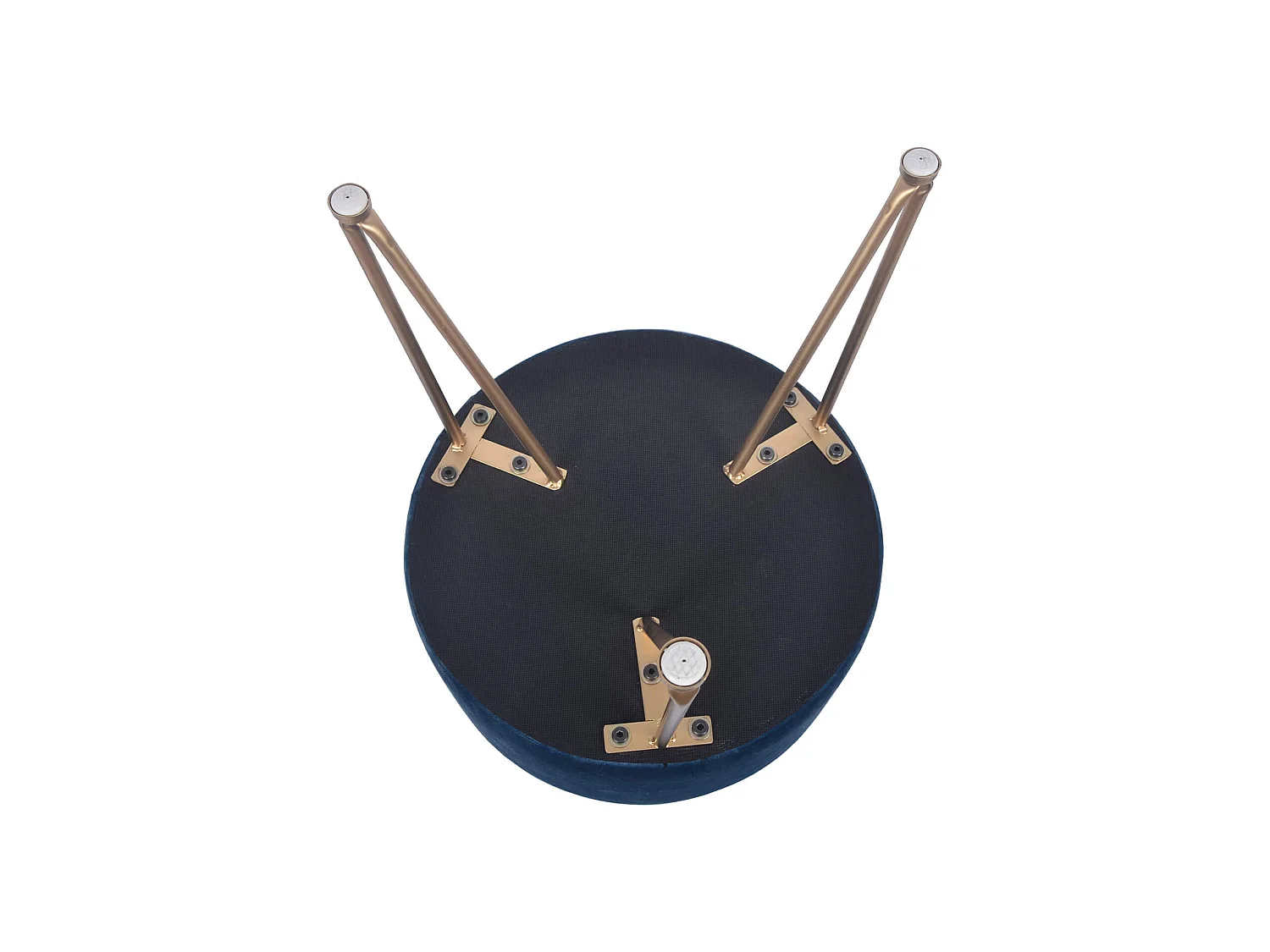 Tabouret Rembourré Pouf en Velours Bleu pour Salon Chambre à Coucher