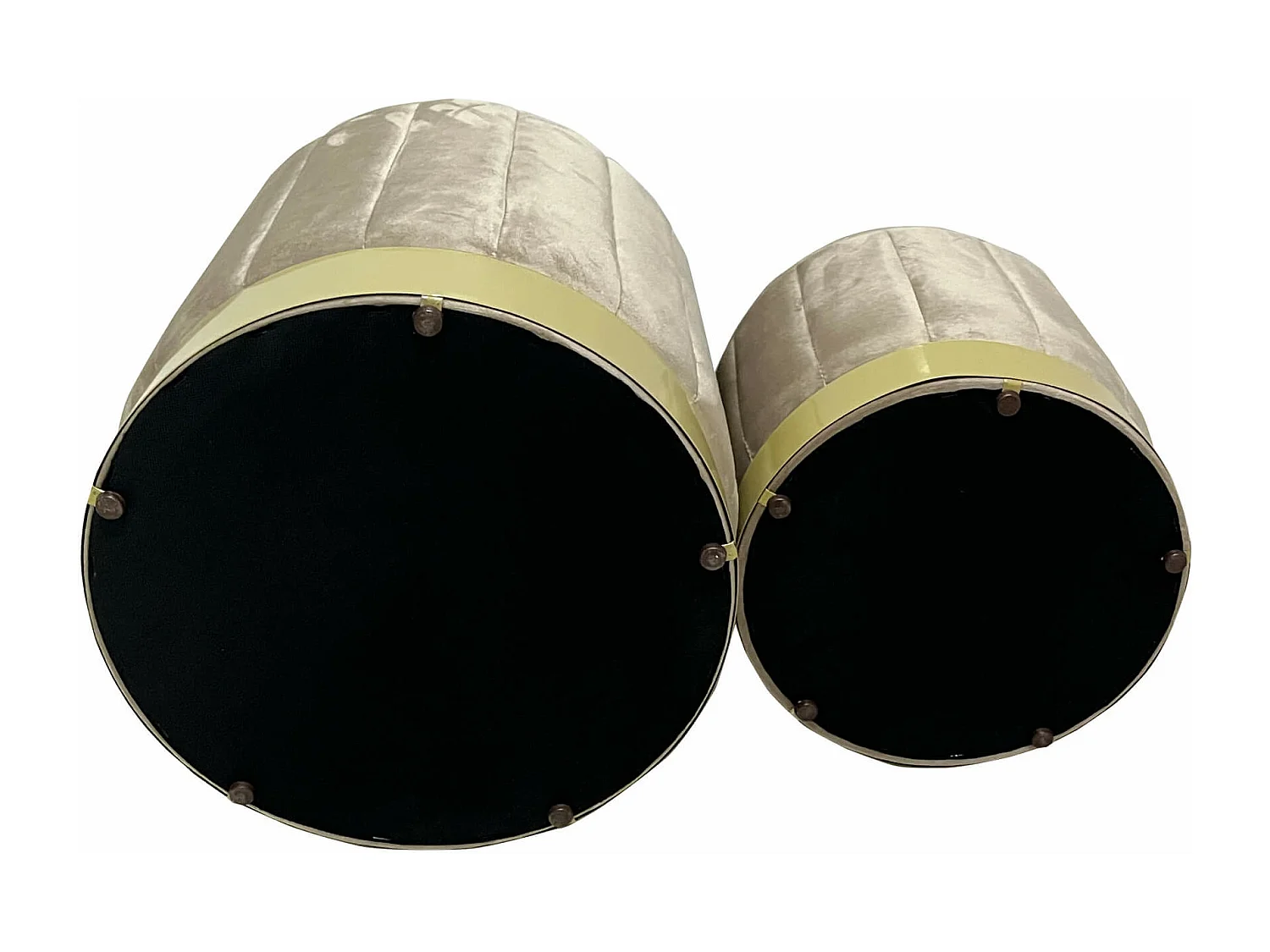 Lot 2 Pouf de Rangement Tabourets Velours Beige avec Base en Fer