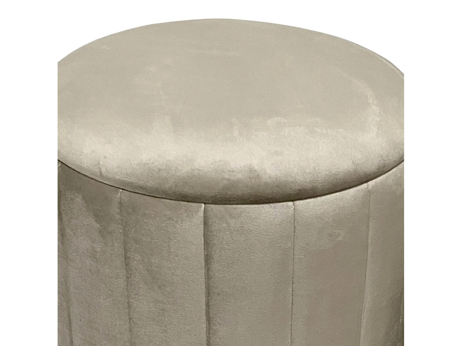 Lot 2 Pouf de Rangement Tabourets Velours Beige avec Base en Fer