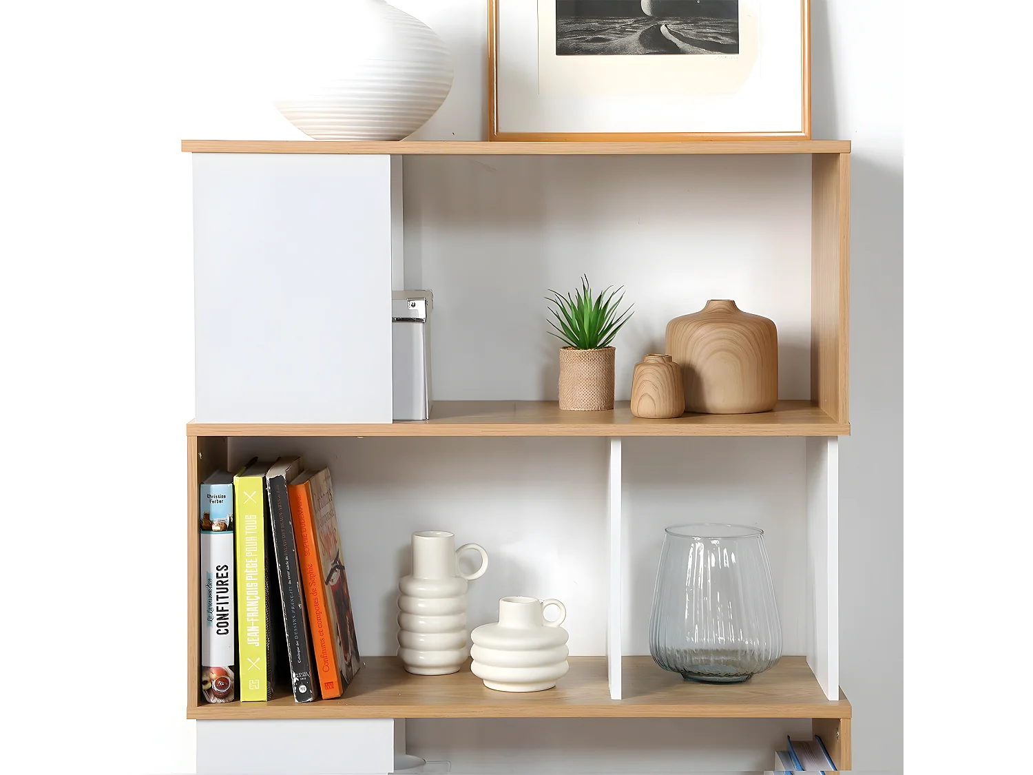 Bücherregal in Weiß- und Eichendekor - H173,5 cm