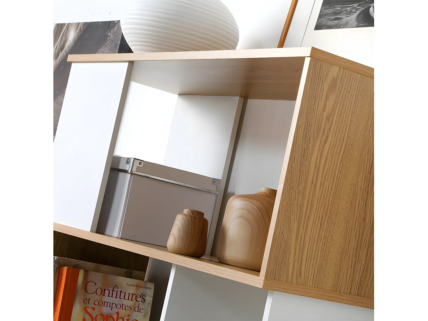 Boekenkast - Decor Wit en Eiken - L80 x H173,5 cm