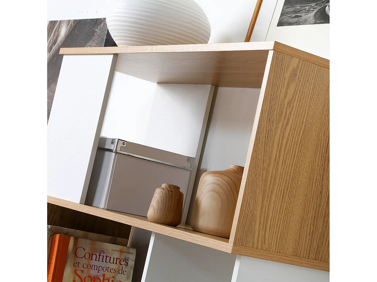 Libreria Decorazione Bianca e Rovere - L80 x H173,5 cm