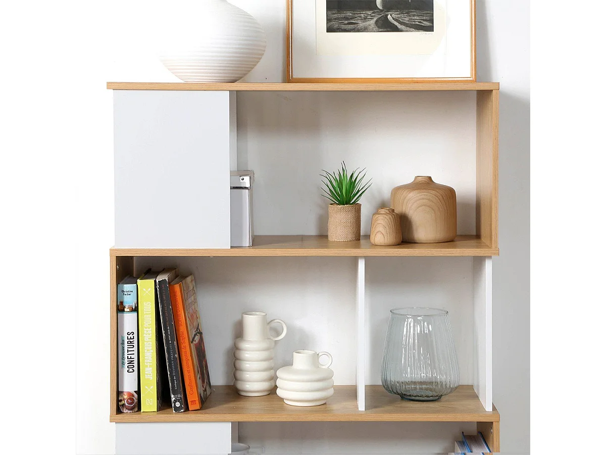 Bücherregal in Weiß- und Eichendekor - H173,5 cm